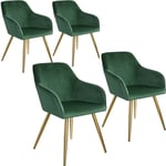 4 Chaises marilyn Effet Velours Style Scandinave - chaise de salle à manger, chaise de cuisine, chaise de salon - vert foncé/or