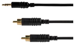 3x 1,5m Cable Audio Jack 3,5mm vers 2x RCA Phono Mâle Adaptateur DJ PA Set Noir