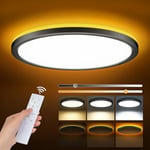 Plafonnier LED Dimmable 24W, Plafonnier Led avec Telecommande, Veilleuse Dimmable 1800K, Panneau 3000K-6500K, Plafonnier Rond LED Ultra Fin Adapté Aux Chambres Chambres d'enfants Salons, Ø30CM, Noir