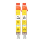 2 Yellow Ink Cartridges C-581 for Canon PIXMA TS6151 TS8100 TS8252 TS8350 TS9150