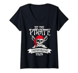 Womens Funny Halloween Skull Let The Pirate Shenanigans Begin V-Neck T-Shirt