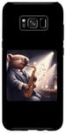 Coque pour Galaxy S8+ Wombat joue du saxophone dans un club de jazz confortable et faiblement éclairé. Notes