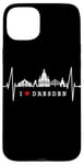 Coque pour iPhone 15 Plus Skyline de Dresde Heartbeat Coeur Allemand I Love Dresden