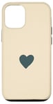 Coque pour iPhone 12/12 Pro Cœur minimaliste anthracite sur fond beige