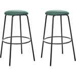 Lot de 2 Tabourets de Bar avec Repose-Pieds Chaise d'Ilot de Cuisine en Velours Vert Émeraude Morton