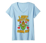 Womens Really Love Corn Funny Corn On The Cob V-Neck T-Shirt