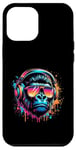 Coque pour iPhone 12 Pro Max Monkey DJ Disco Music Lover Gorilla Chimpanzee Casque audio