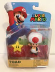 Super Mario 3.5” Toad Figure With Superstar Articulated Nintendo Toy Jakks