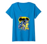 Womens Batman: The Brave and the Bold Action Collage V-Neck T-Shirt