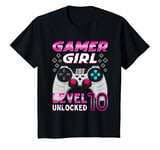 Youth 10th Birthday Gamer Girl Level 10 Unlocked Video Gamer T-Shirt