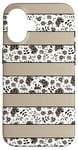 Coque pour iPhone 16 Beige Rayures Blanc Noir Motif Floral Élégant Femmes