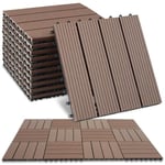 TecTake® Lot de 11 Dalles clipsables Exterieur Caillebotis Exterieur en Aspect Bois Dalle WPC Résistant aux intempéries pour Revêtement Sol extérieur Terrasse Balcon Veranda Abri de Jardin