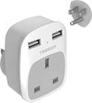 UK  to  USA  Plug  Adapter  with  2  USB ,  American  3  in  1  US  USA  Travel