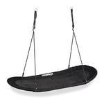 relaxdays Nid d'oiseau balançoire XXL, pour Enfants & Adultes, 100 kg, Plusieurs Personnes, Ovale, 141,5 x 43,5 cm, Noir