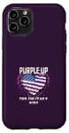 Coque pour iPhone 11 Pro Purple Up pour enfants militaires Heart Love America Military