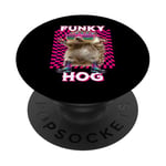 Funky Hog, joli hérisson, disco, danse, rave trance PopSockets PopGrip Adhésif