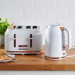 Dunelm Matt White Copper Kettle and Toaster Set