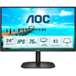 Écran PC - AOC 24B2XH - 23,8" FHD - Dalle IPS - 75Hz - 4ms - HDMI/VGA - LowBlue/Flicker-Free - VESA 100x100 - Noir