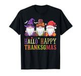 Halloween Thanksgiving Christmas Happy HalloThanksMas Gnomes T-Shirt