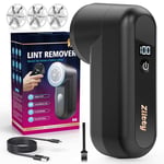 Ziitty Rasoir Anti Bouloche Électrique Écran LCD, Rechargeable Câble Type-C, 2 Niveaux de Puissance Réglables, Tête à 6 Lames Fraise à Peluches, Idéal Vêtements Canapés Couvertures Rideaux Noir