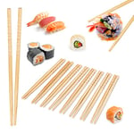 Relaxdays 10024279 Baguettes Asia Deluxe, Lot de 10 Paires, réutilisables, asiatiques, sushis, Riz, 24 cm de Long, Bambou, Nature