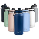 BOZ Gourde Isotherme En Acier Inoxydable 1L, Sans BPA, Isolation Sous Vide | Gourde Inox Avec Couvercle Anti Germe, Bouteille d'Eau 1 Litre pour Bureau, Sport, Voiture, Randonnée, Gym (Bleu Foncé)