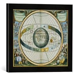 'Encadré Image de Andreas Cellarius "Map showing Brahe (S Système of Tycho Bâche militaire Orbits Around The Earth, from' The Celestial Atlas, or The Harmony of the Universe, d'art dans le cadre de haute qualité Photos fait main, 40 x 30 cm, noir mat