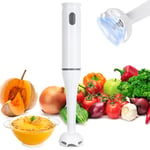 Handheld Stick Soup Blender Electric, JIGUOOR 300W Immersion Soup Blender Handheld Food Mixer for Kitchen, 2 Speed Handheld Stick Soup Blender for Sauce Soup Making, Baby Food Processing, White