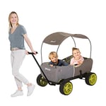 hauck Chariot de Transport Eco Mobil avec Toit Pare-Soleil, pour Deux Enfants à Partir de 2 Ans, Charge Admissible 50 kg, Stable, Pliable, Frein d'Arrêt, Timon Suspendu et Amovible, Forest