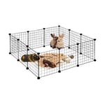 Relaxdays Enclos pour Petits Animaux Domestiques DIY Parc Extensible Cage Grille Clapier Grillage Pack de 12, Noir