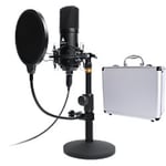 Maono Studio Table Top Microphone Kit With Pop Filter And Flight Case AU-A04TC Black