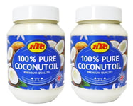 2 x KTC 100% Pure Coconut Oil 500ml, Hair & Skin Moisturiser Edible, Cooking