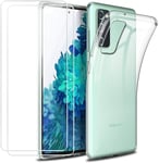 Hqselection® Coque Pour Samsung Galaxy S20fe Transparente Silicone En Gel Tpu Souple + 2 Verre Trempé Film Protection Écran - Anti Rayures - Ultra Résistant Dureté 9h