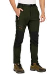 DAFENP Pantalon Ski Randonnee Homme Imperméable Pantalon de Travail Hiver Pantalon Montagne Softshell Chaud Doublé Polaire Outdoor KZ1662M-ArmyGreen1-S