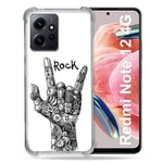 Cokitec Coque Renforcée en Verre Trempé pour Xiaomi Redmi Note 12 4G Musique Rock Main