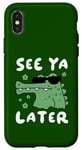 Coque pour iPhone X/XS Joli alligator dans des lunettes de soleil, adieu au crocodile, voir plus tard