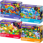 QUOKKA Puzzle 60 Pieces pour Enfants de 4 à 6 Ans - Lot de 4 Cadre Puzzle pour Garçons et Filles 5 6 Ans - Brille dans Le Noir Jeux Puzzle avec Ferme Tropicale Océan Bugs - Cadeau Enfants 6 7 8 Ans