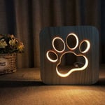 Veilleuse de nuit usb en bois sculpté motif 3D patte d'animal Griffe pour chat-Fei Yu