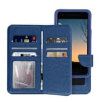 Etui Smartphone 5,3 à 5,5'' Portefeuille Mutirangements Caméra Slide bleu