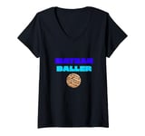 Womens Matzah Baller Funny Tees,Jewish Soup Passover Food Love V-Neck T-Shirt