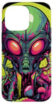 Coque pour iPhone 14 Pro Max Tête d'extraterrestre verte mignonne visage OVNI || Alien