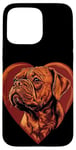 Coque pour iPhone 15 Pro Max Saint-Valentin Dogue de Bordeaux Vector