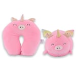 Sbabam Travel Pets,oreiller de voyage 2-en-1 en peluche pour enfants,version Maxi peluche convertible en oreiller de sommeil,licorne en peluche pouvant être utilisée comme oreiller d'avion et voiture