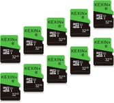 32Go Carte Micro Sd Lot De 10 Cartes Mémoire Microsd Vitesse Allant Jusqu'À 90 Mo/S U1 Carte Micro Sdxc Carte Tf Pour Pour Consoles De Jeux,Smartphone,Caméras D'Action