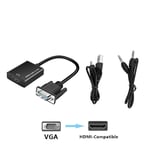 1080P HD VGA till HDMI-konverteringsadapterkabel med 3,5 mm ljudutgång Han VGA till Hon HDMI-adapter för PC-bärbar dator till HDTV-projektor