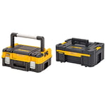 DEWALT, Black and Yellow TSTAK 2.0 Shallow Toolbox with Long Handle & DeWalt DWST1-70705 T-Stak III Tool Storage Box with Drawer, Yellow/Black, 17.6 cm*44.0 cm*31.4 cm