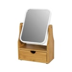 Miroir de Table Miroir de Maquillage Coiffeuse en bois Miroir pivotant pour Salle de Bain Chambre avec tiroir Sobuy FRG245-N