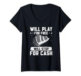 Womens Piano Music Piano Player Will Play For Free Pianist V-Neck T-Shirt