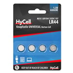 HyCell Lot de Piles alcalines LR44 (4 pièces) – Piles Plates LR44 1,5V pour télécommande, clé de Voiture, Calculatrice de Poche, etc. – Piles Boutons polyvalentes