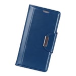 Mipcase Flip Phone Case with Magnetic Buckle, Leather Phone Cover with Card Slots and Wallet, Shockproof Kickstand Phone Shell for HUAWEI Y9 2018 (Blue)